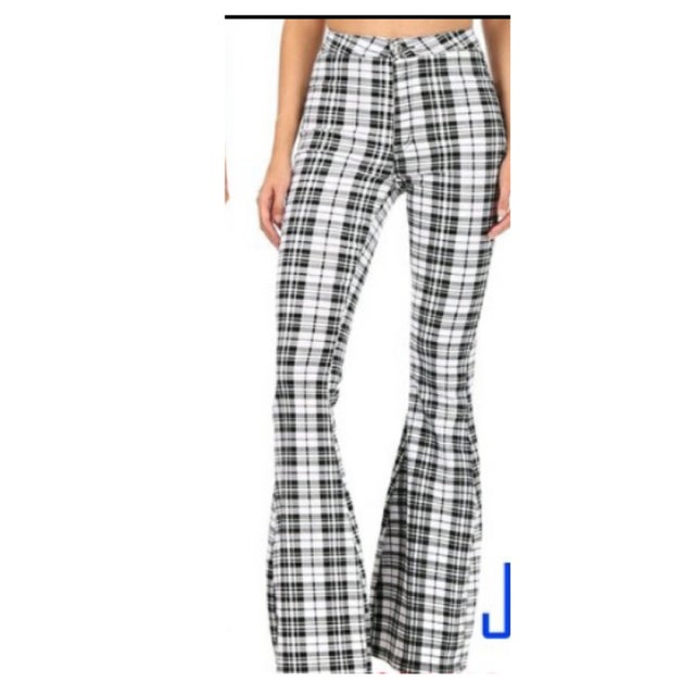 Blk &White Checkered Flare jeans